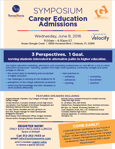 Flyer for admissions symposium